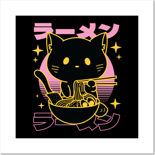 Vaporwave Ramen Cat Posters and Art